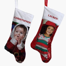 Load image into Gallery viewer, Christmas Photo Reverse Sequin Stocking
